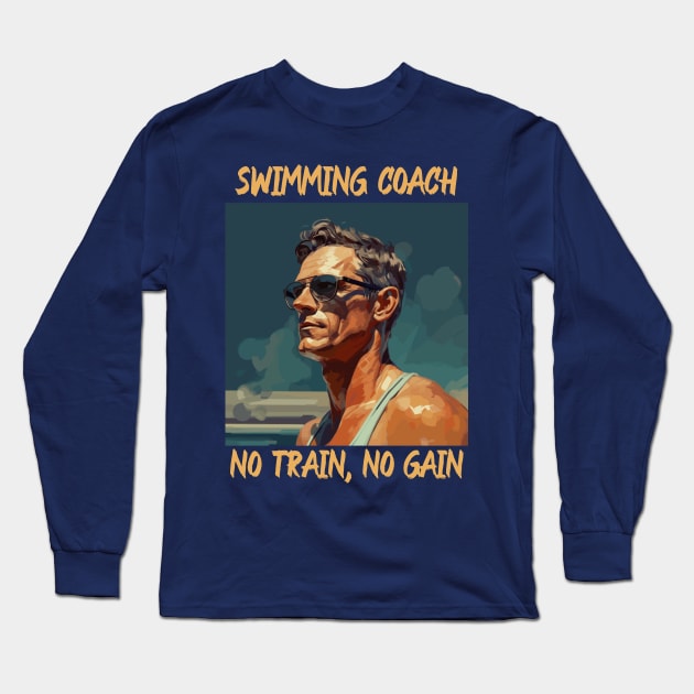 swim instructor, swim coach, swimming trainning, fun designs v4 Long Sleeve T-Shirt by H2Ovib3s